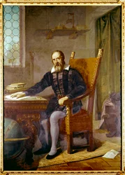 Portrait of Galileo Galilei dit Galilee (1564 - 1642) - Anonymous painting - Lastra a Signa, villa selva, Italy
