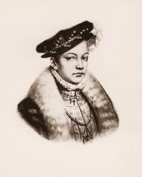 Portrait of the King of France Francois II (1544-1560) Engraving of the 19th century