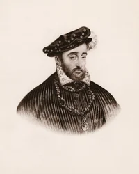 Portrait of the King of France Henry II, 19th Century Engraving