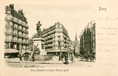 Place Maubert, Statue of Etienne Dolet, Paris, France