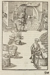 Purification of silver ore by fire - Engraving from Description of ores and main mining methods, by Lazarus Ecker