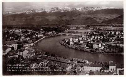 Grenoble: The Chain of the Alps, the Isere, the Bridge of the Ile Verte