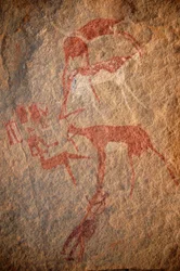Rock Art, Prehistory: Rock Painting of Characters, Cattle and 