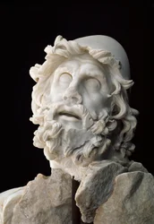 Roman art: group “The Blinding of Polyphemus”: Head of Ulysses - Marble sculpture, 1st century BC or AD - Sperlonga, National Archaeological Museum