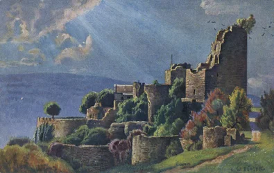 Ruins of Luetzelburg Castle in the Vosges Mountains, Lutzelbourg, Moselle