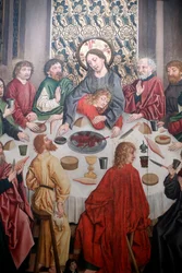 Saint-Pierre le Vieux Catholic Church, Christ in his Passion, The Last Supper, Painting by Henri Lutzelman 15th century, Strasbourg, France