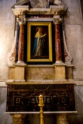 Santa Maria Nuova Cathedral, Monreale, Sicily, Italy. Saint Louis Altar. St Louis Painting by Giaconia (photo)