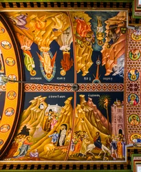 Scenes from the New Testament, Byzantine Minas Cathedral with colourful frescoes, Heraklion