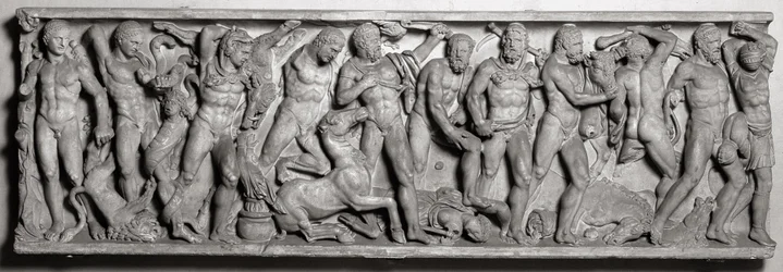 Side of a sarcophagus depicting the labours of Hercules, Roman, 2nd century