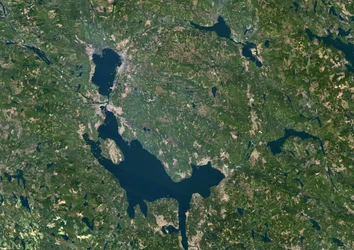 Siljan Meteor Impact Crater, Sweden, True Colour Satellite Image