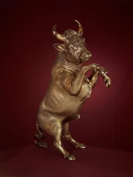 Silver-Gilt Model of a Rearing Bull by Hans Keller