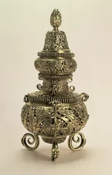 Silver gilt censer, with pique work, by the Master I.B., London