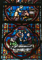 Stained glass of the Cathedral Notre Dame of Tournai, Belgium