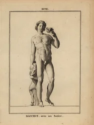 Statue of Bacchus, the Roman God of Wine, Naked with a Satyr