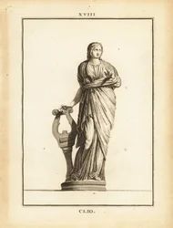 Statue of Clio, Greek muse of history and lyre playing, with lyre