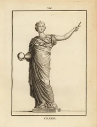 Statue of Urania, the muse of astronomy with globe and staff