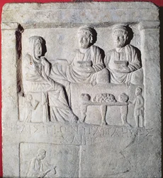 Stela Relief of a Funeral Banquet (stone) with Greek inscription, Asia Minor