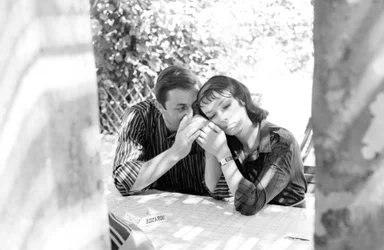 The Actress Marie Laforet with Her Boyfriend the Director Jean Gabriel Albicocco at Venice Lido - 1961