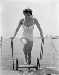 The Actress Tania Weber at Venice Lido Beach - 1952
