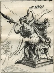 The Cassiopeia of the Atlas of Hevelius (1690): Cassiopeia, Wife of the Ethiopian King Cepheus, Sitting on an Armchair Adorned with Palm Trees