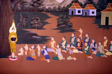The Life of the Buddha, Wall fresco, Wat Botum temple, Phnom Penh, 2022