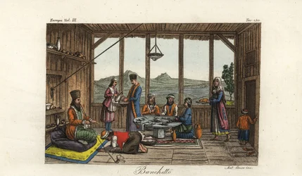 The banquet held for Dodwell by the Bishop of Salona in Crisso, Greece