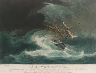 The ship Clyde, off Point Natal, caught in the storm on November 1