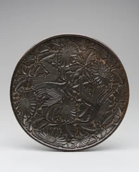 Tray with Cranes and Chrysanthemums