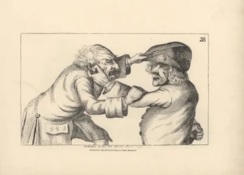 Two rustics Hal and Dick fighting over a rumour of infidelity about Hal