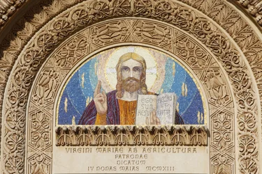 Tympanum of the Basilica of Santa Maria della Coltura, Parabita, Apulia, Italy