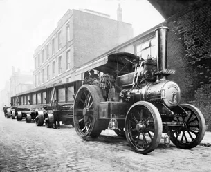A Traction Engine Towing A Load. Manchester, c1904