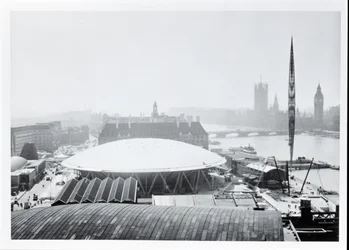 View of the Dome of Discovery built for the Festival of Britain, opened 4 May 1951