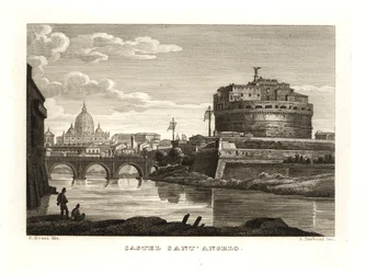 View of the Mausoleum of Hadrian or the Castle of the Holy Angel, Rome