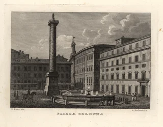 View of the Piazza Colonna with the Column of Marcus Aurelius, Rome