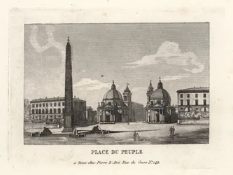 View of the Piazza del Popolo with an Egyptian obelisk of Rameses II from Heliopolis, Rome