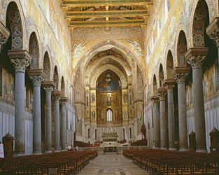 View of the nave of Monreale Cathedral, Sicily