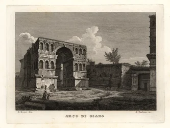 View of the ruins of the Arch of Janus, Rome