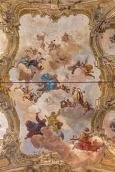 View of the Vault with Fresco of the Teatini Room, Chiesa di San Vincenzo, Piacenza, Emilia-Romagna, Italy