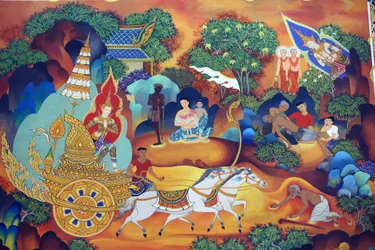 Wat Ananda Metyarama Thai Buddhist Temple: Life of the Buddha painting, Singapore