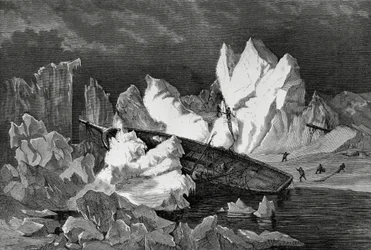 Wreck of Hansa Crushed by Ice, October 1869, Arctic Ocean, Second German North Polar Expedition