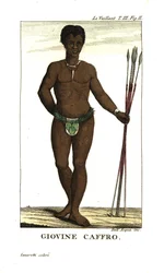 Young San Man, with Spears, South Africa. From Francois Le Vaillant