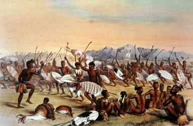 Zulu Hunting Dance, c.1848-1849 (Engraving)