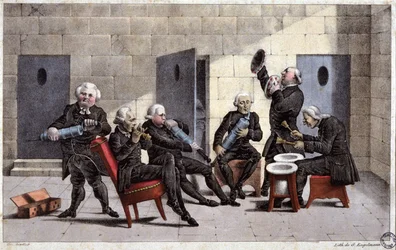 Amateurs Playing a Courante, French Cartoon Against Doctors