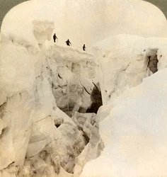 Descent of Mt. Blanc - enormous crevasses near the summit, Alps