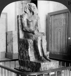 Diorite statue of King Khafre, builder of the second Pyramid of Giza, Cairo, Egypt, 1905