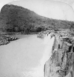 Middle Falls of the Tugela River from a Boer Laager, near Colenso, South Africa, 2nd Boer War