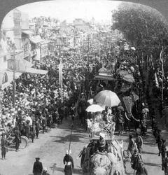 The Duke and Duchess of Connaught in the great Durbar procession, Delhi, India