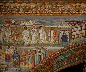 The Left Hand Apse Arch (Triumphal Arch) with the Nativity - Joseph Gets an Explanation