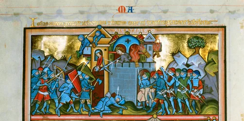 5 illuminations with text on one page, detail