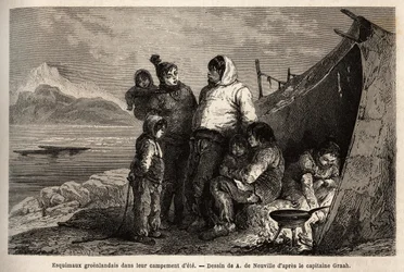 A Greenland Inuit Family in Their Summer Skins Camp